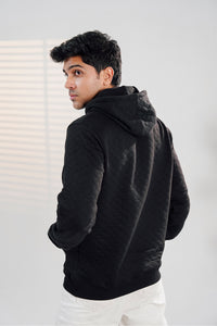 Black Quilted Hoodie