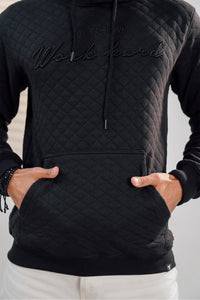 Black Quilted Hoodie