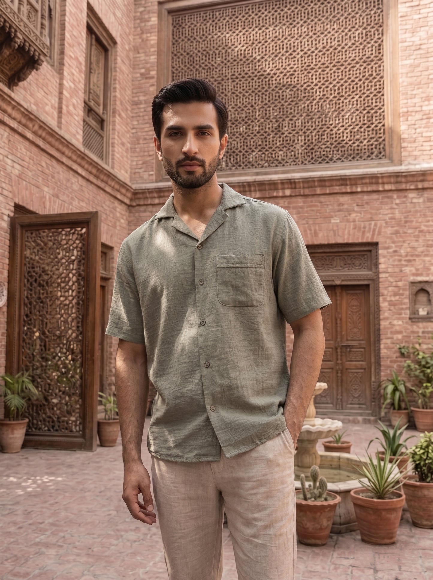 Relaxed Crinkled Cuban Shirt