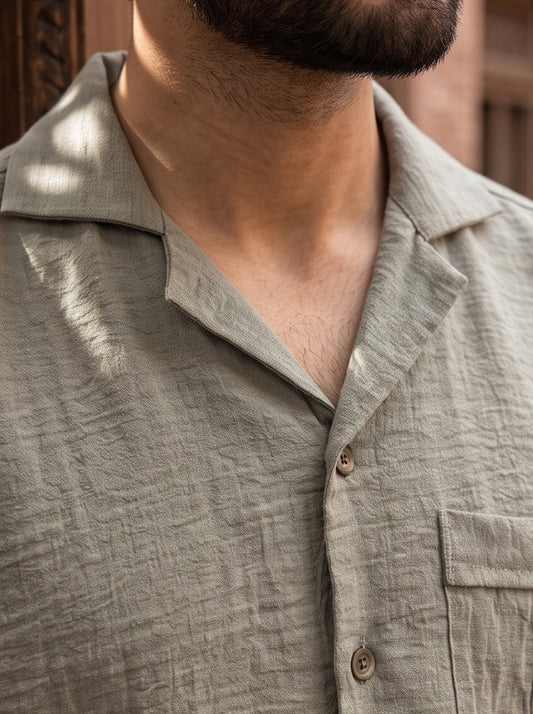 Relaxed Crinkled Cuban Shirt