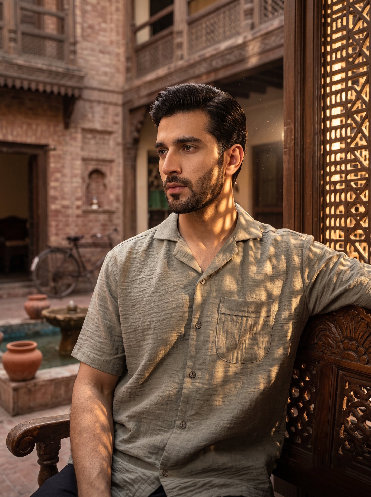 Relaxed Crinkled Cuban Shirt